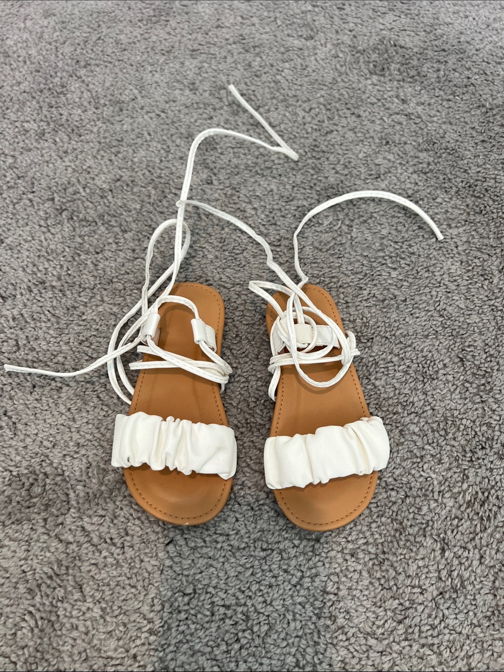 Cat & Jack White Ruched Strap Lace-Up Girls' Sandals